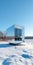 Sustainable Tiny Home Cube In Snowy Landscape With Liquid Metal Design