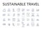 Sustainable travel line icons collection. Eco-friendly tourism, Responsible tourism, Green travel, Low-impact tourism