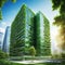 Sustainble green Sustainable glass office building with tree for reducing carbon Office with green