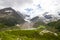 Susten mountain road and glacier in Switzerland