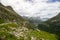 Susten mountain road and glacier in Switzerland