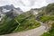 Susten mountain road and glacier in Switzerland