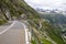 Susten mountain road and glacier in Switzerland