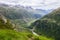 Susten mountain road and glacier in Switzerland