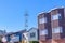 Sutro Tower behind the suburban houses at San Francisco, California