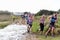 Sutton, Suffolk, UK December 15 2019: A adults over 18 cross country running race through a muddy countryside course