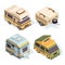 SUV and camping cars. Isometric pictures set of travel cars