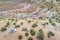 SUV car on desert - aerial view