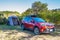 SUV car and pitched tent in Australia