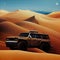 SUV in the desert. An extreme journey through the sands and dunes