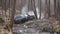 SUV got stuck in the mud in the forest, off-road