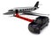 SUV limousine with a red carpet jet plane