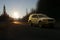 A SUV on motion at Mount Rainier National Park, Washington State, United States