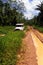 SUV in a muddy trail in the amazon forest