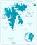 Svalbard Map Aqua Blue Color