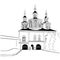 Svensky monastery in Bryansk. Sketch illustration isolated on white background. Vector