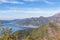 Sveti Ilija - Panoramic view from mountain summit of Sveti Ilija on Kotor bay in sunny summer, Montenegro