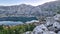 Sveti Ilija - Panoramic view from mountain summit of Sveti Ilija on Kotor bay in sunny summer, Montenegro at sunrise