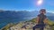 Sveti Ilija - Woman with scenic view from mountain summit of Vrmac Sveti Ilija on Kotor bay, Montenegro