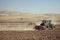 Sveti Nikole, Macedonia October 17, 2018: Tractors cultivating a