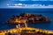 Sveti Stefan historic island village evening view