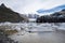 Svinafellsjokull Glacier in Iceland, with iceburg chunks in the water