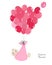 Swaddle baby girl announcement card with balloon