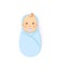 Swaddled Baby Boy with Nipple Isolated on White