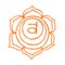 Swadhisthana chakra. Pencil drawing. Hand drawn vector art. Om sign. Orange circle. Sacral icon. Meditation