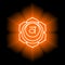 Swadhisthana icon. The second sacral chakra. Vector orange gloss and shine. Line symbol. Meditation sign