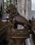 SWAFFH, UNITED KINGDOM - Aug 06, 2019: A beautiful and intricate lion wood carving