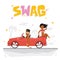 Swag boy and girl vector illustration