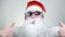 Swag Santa Claus in funny pixelated sunglasses on white background. Gangster, boss, thug life meme. 8bit style. Holly