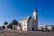 Swakopmund, Namibia - Jul 11, 2019: The German Evangelical Lutheran Church Swakopmund on the Atlantic Coast of Namibia