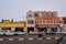 Swakopmund, Namibia - Jul 11, 2019: typical house with colorful facade - german colonial architecture in Swakopmund