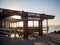 Swakopmund, Namibia - May 31, 2016: Entrance to Jetty 1905 Restaurant on pier at coast of Swakopmund