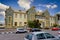 Swakopmund, Namibia - Nov 25, 2015: Swakopmund Cityscape, Colonial House, Swakopmund, Namibia, Africa. Blue sunny skies