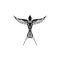 Swallow contour minimalistic symbol, stylized bird, tattoo