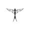 Swallow contour minimalistic symbol, stylized bird, tattoo