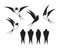 Swallow logo. Isolated swallow on white backgroun. Bird