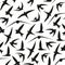 Swallow, swift, birds. Graphic vector pattern. Decorative seamless background.
