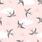 Swallows birds carring hearts in flight pattern