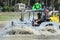 Swamp buggy racing in the shallows