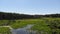 Swamp in the forest view from drone. Swampy landscape. View of an impassable swamp from a height. Aerial photography Wild forest l