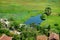 Swamp land and boat in Cambodia, South east Asia