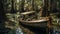 Swamp Serenity: A Meticulously Crafted Portrait Of An Old Boat Amidst Tall Trees