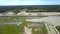 Swampy land clear lakes at large sand pit bird eye view