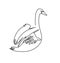 Swan continuous one line vector drawing.