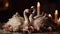 Swan love Romance, elegance, beauty in nature, celebration, wedding generated by AI