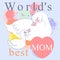 Swan mother with baby. Mother`s day card